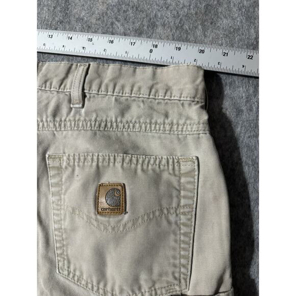 Carhartt Ripstop Shorts Mens 40 Relaxed Fit Khaki Canvas Utility Workwear - Picture 3 of 6